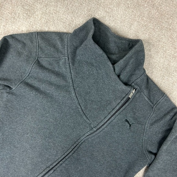 Puma Jackets & Blazers - Puma Asymmetrical Jacket Women Large Gray Cotton French Terry Cowl Neck Full Zip